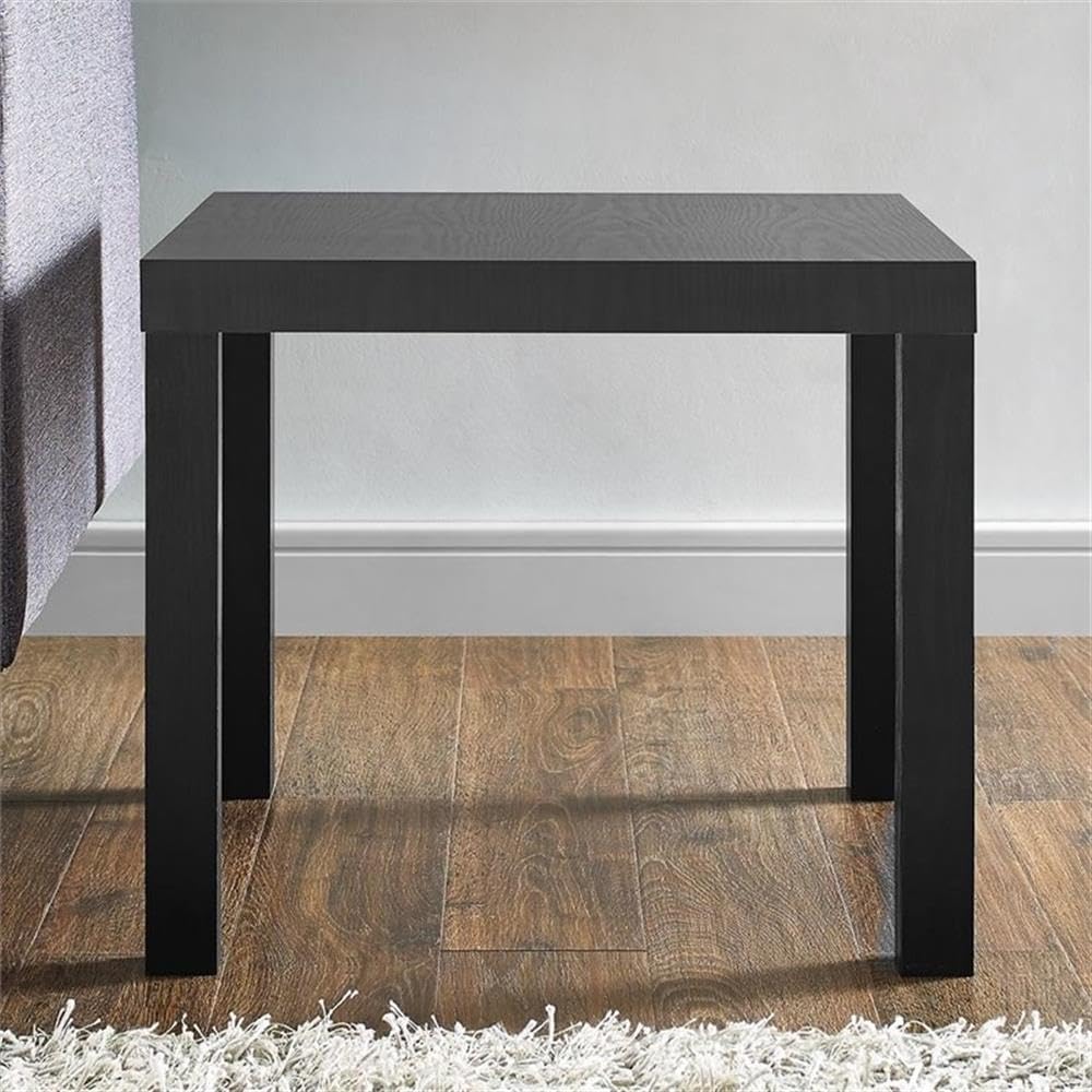 Ameriwood Home Parsons Black End Table in a living room setting next to a sofa