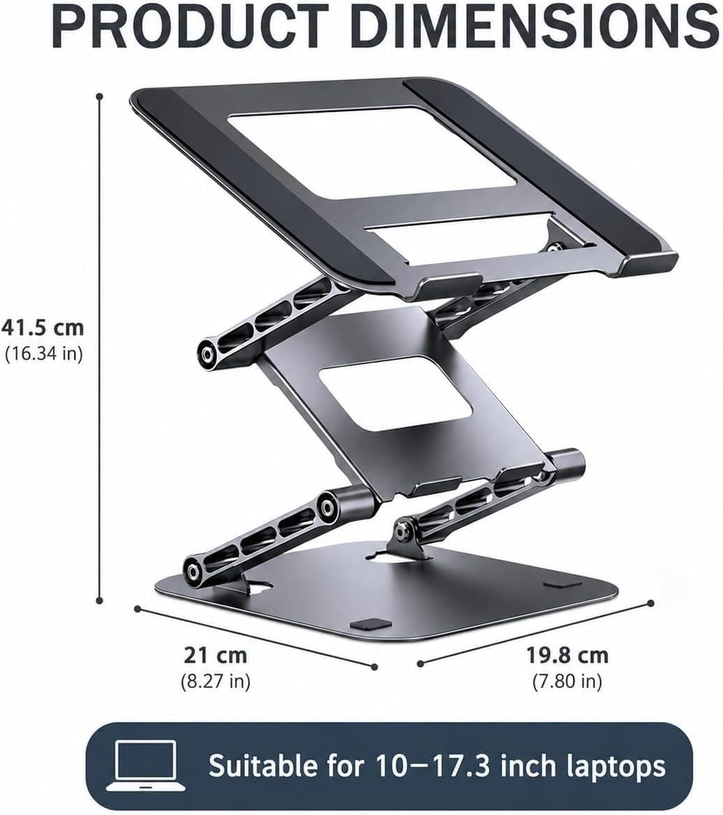 Soporte plegable de acero para laptop de tres niveles, 10-17.3 pulgadas