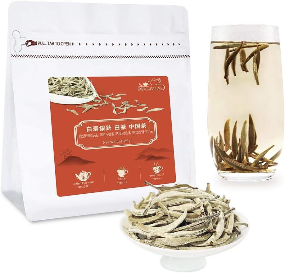LWXLJMJZC-2.8oz/80g Silver Needle White Tea | Chinese Silver Tips Loose Leaf Tea | Yunnan Yin Zhen With Delicate Honeysuckle