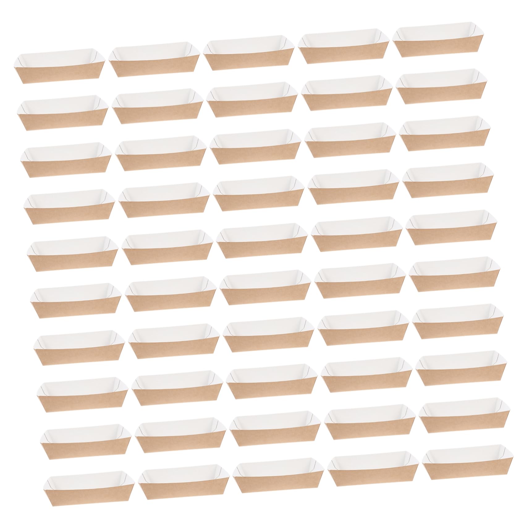 VOSAREA 50pcs Disposable Paper Food Trays Heavy Duty Snack Holders Greaseproof Kraft Paper Storage for French Fries Chicken Wings and Appetizers Fold Design Space Saving