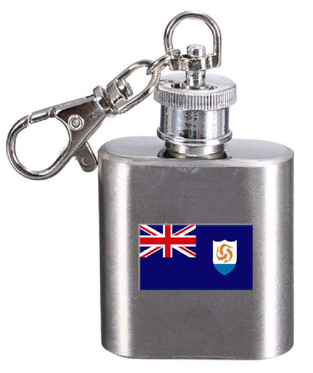 Flasque porte-clés Anguilla en acier pour emporter votre boisson partout