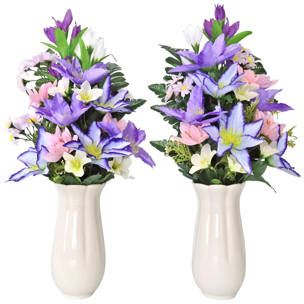 Amazon｜山久 造花 仏花 りんどうとクレマチスの花束 一対 約43cm CT