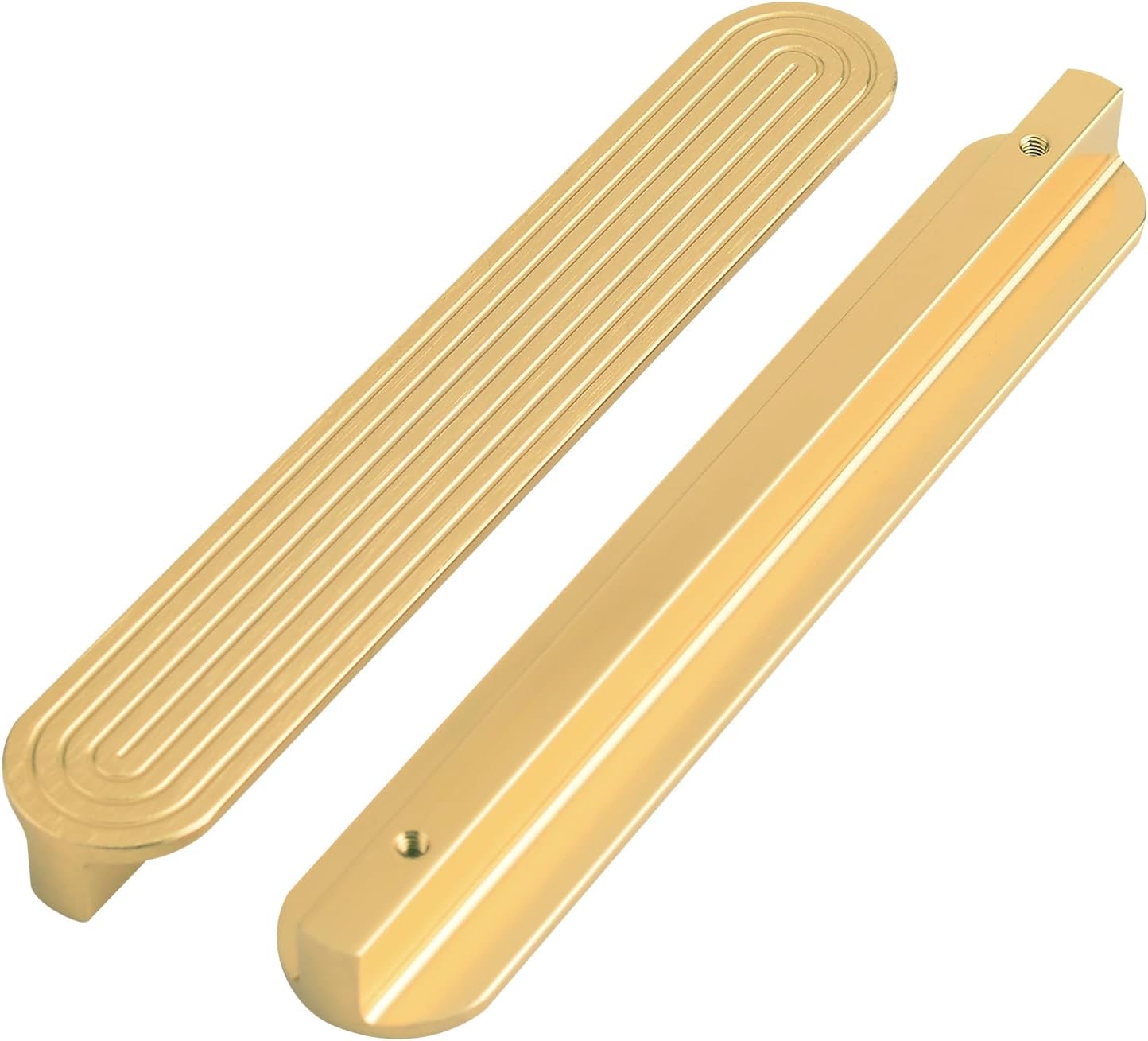 5 Pack Modern Cabinet & Furniture Pulls 6-1/4" Hole Center Dresser Drawer Handles Brushed Brass Gold Flat Closet Door Pulls Cupboard Handles Kitchen Upgrades Hardware