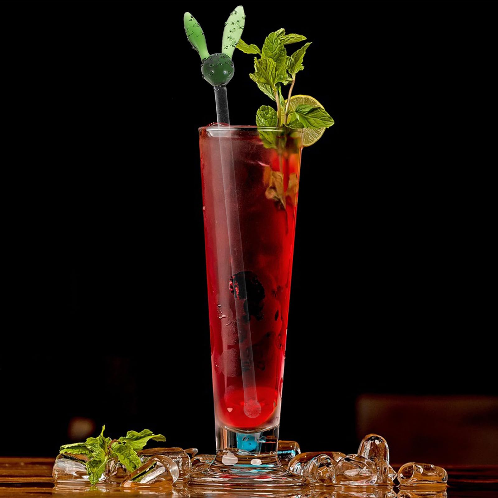 Kichvoe 5 Bastoncini di Vetro per mescolare per Barman: Forniture per Bastoncini da Cocktail - di miscelazione a Forma di Cactus per caffè, Cocktail, Bevande