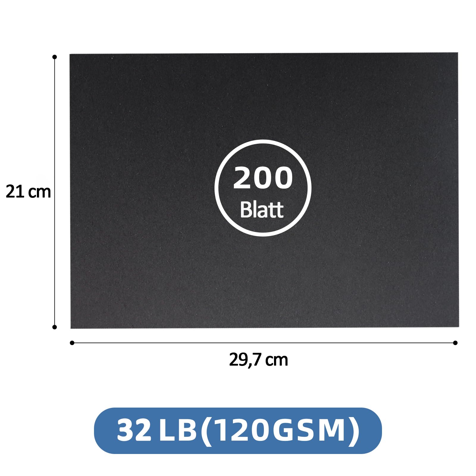 Lot De 200 Feuilles Papier Noir A4 120 G/m² - Pour Bricolage, Peinture, Impression - Qualité Supérieure