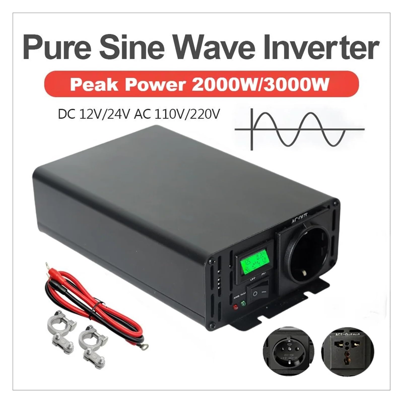 Inversor Solar Onda Sinusoidal Pura para Electrodomésticos 2000 W 800 W 24 V 220 V Fuera Red 12 V 48 V 36 V CC A 120 V 230 V 240 V CA 50/60 Hz Convertidor(48V,230V(50HZ),Universal)