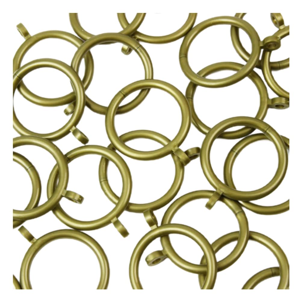 Antique Bronze Plastic Curtain Drapery Pole Rod Rings with Fixed Eye Metal Antique Bronze Curtain Rings Hanging Hooks for Curtain Rods Poles Window or Door Curtain Poles 36mm- Pack of 20.