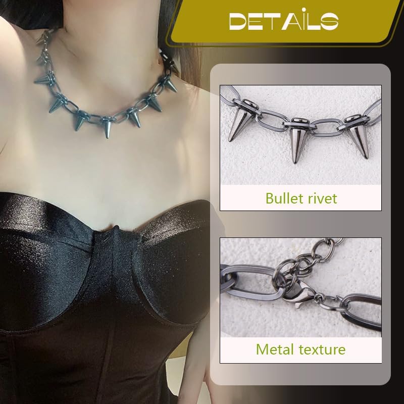 Punk Rock Necklace Y2k Grunge Necklaces for Women Men Gothic Chockers for Cosplay Halloween Costume Accessories Party Outfits - Image 4