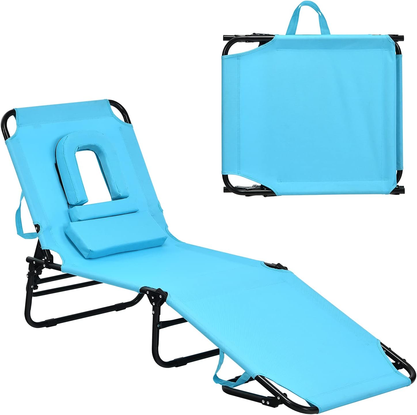 GYMAX Beach Lounge Chair, Sunbathing Chair Patio Lounge