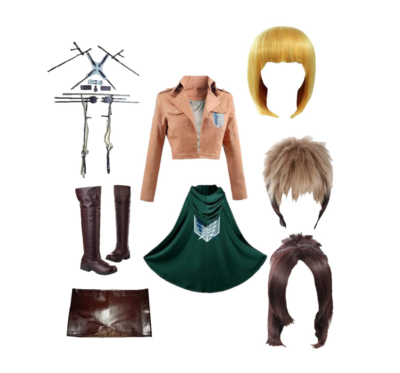 Vestito Parrucca Carnevale Simil Attack Titan Costume Cosplay Armin Jean Hanji ATTACK1