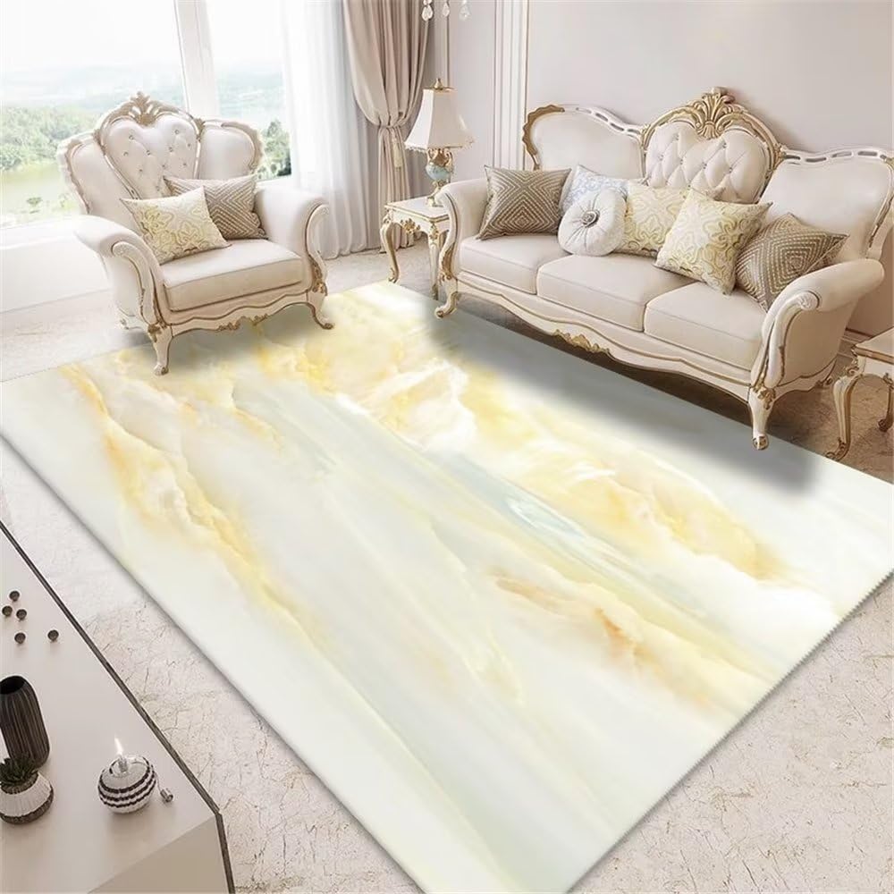 Tapis abstrait motif montagne jaune pour une chambre cocooning