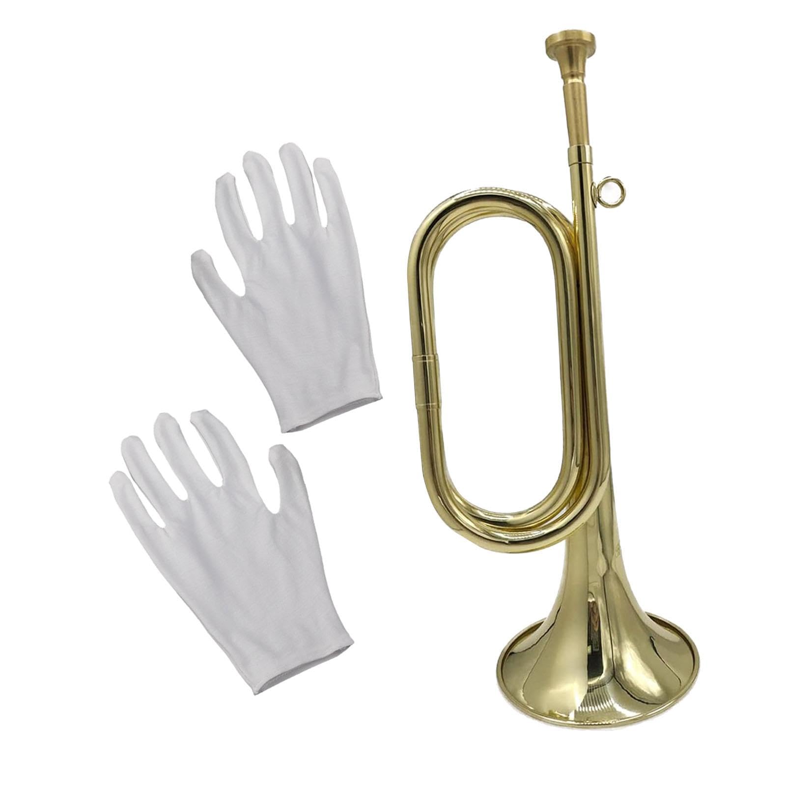 Trompete Musikbegleiter Bugle Blasinstrument Aus Hochwertigem Messing mit Starker Tonprojektion für Musiker Marschkapellen Geschenkidee, Style B