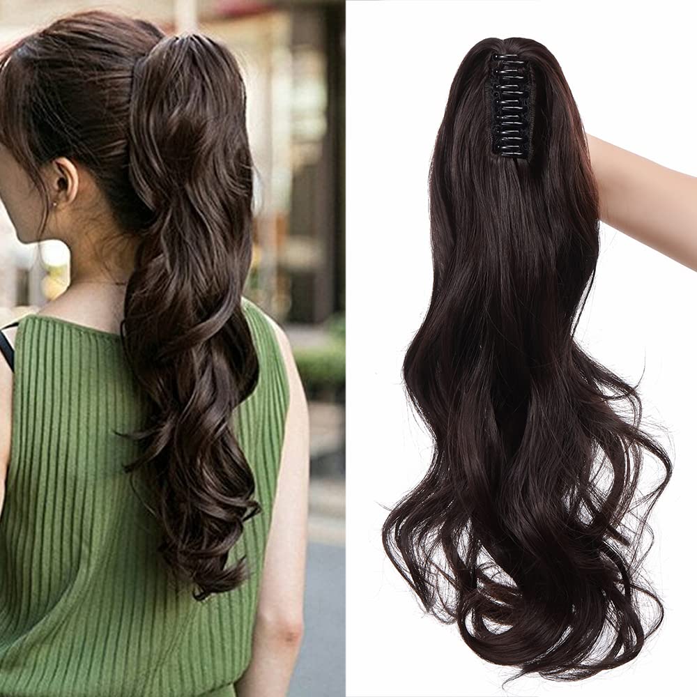 32"(81cm) SEGO Coleta Postiza Larga Pelo Sintético Se Ve Natural [Castaño Oscuro] Extensiones de Cabello Clip Cola Lisa Ponytail Extension (140g) — view 62