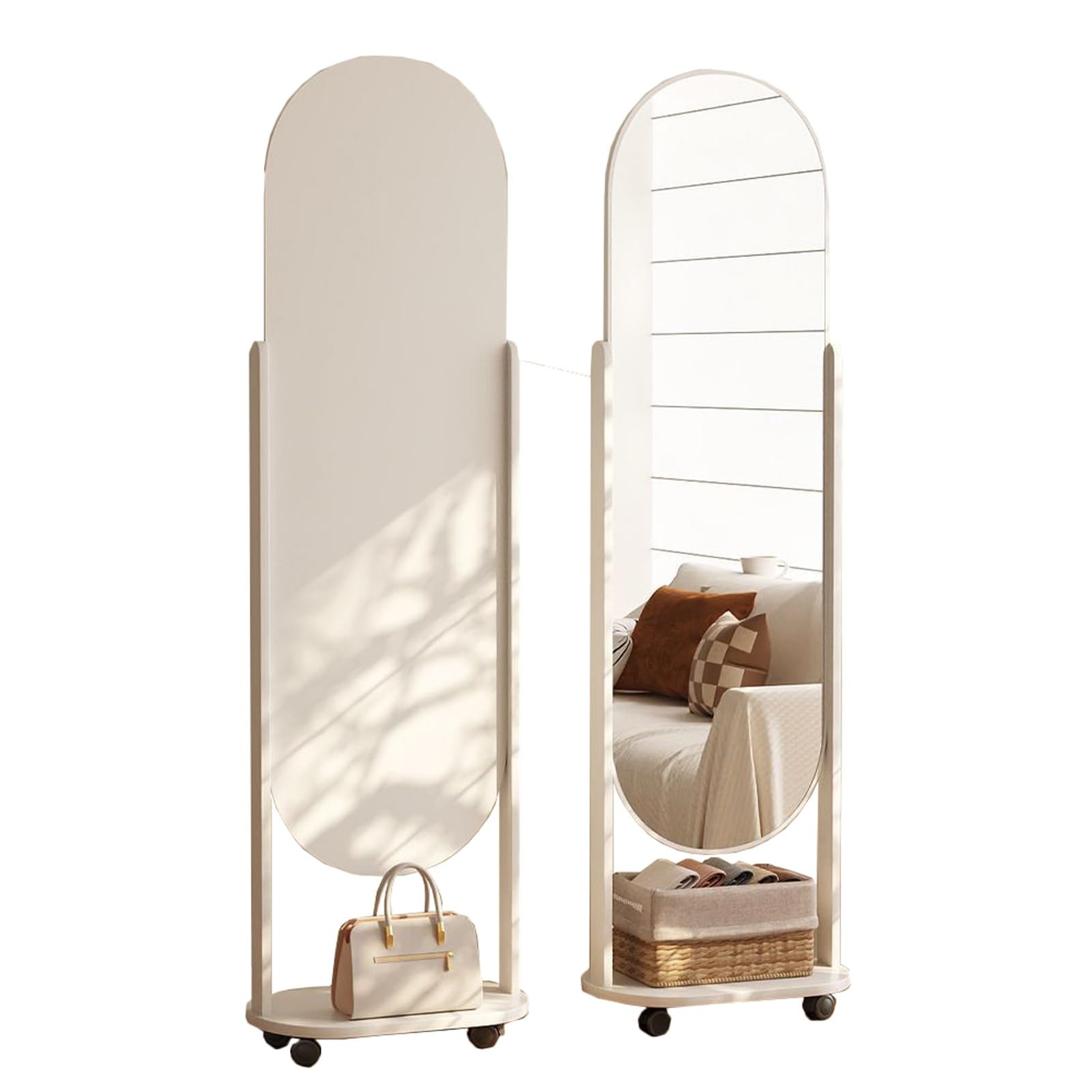 FGXHHS Vanity Mirror Oval Mirrors Full Length Decorative for Bedroom Living Room Bathroom(White)