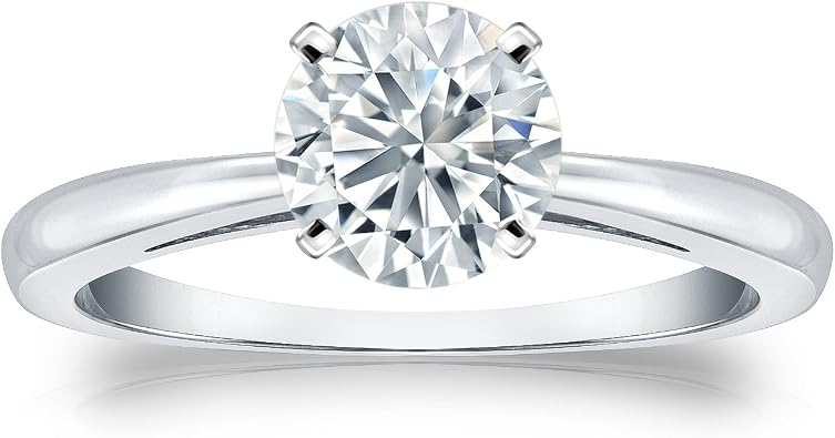 Diamond Wish 18k Gold Round Solitaire Diamond Engagement Ring 1/4 cttw, G-H, SI2-I1 4-Prong Size 4-9