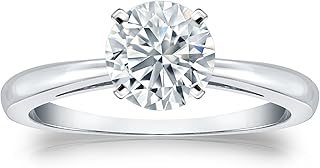 Diamond Wish 1/3 Carat Round Diamond Solitaire Engagement Ring in 14k Gold (H-I, I1-I2, cttw) 4-Prong Set Size 4 to 9