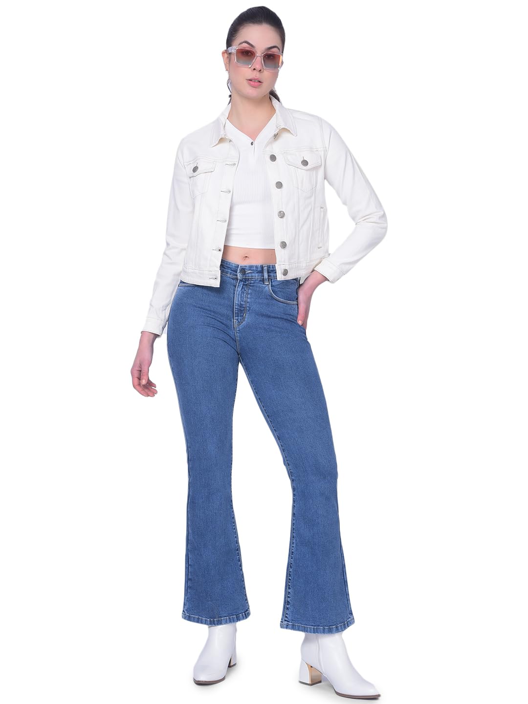 crimsoune club Women's White Denim Jacket-picture-13