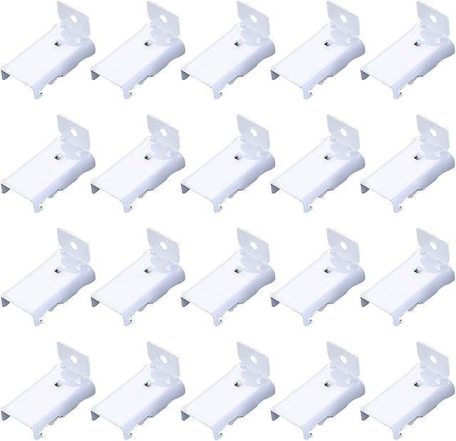UFURMATE Wall Mount Curtain Track Bracket, 20Pcs Stainless Steel Bendable Curtain Track Wall Mount Hardware Side Wall Mount Brackets for Flexible Curtain Track (White)