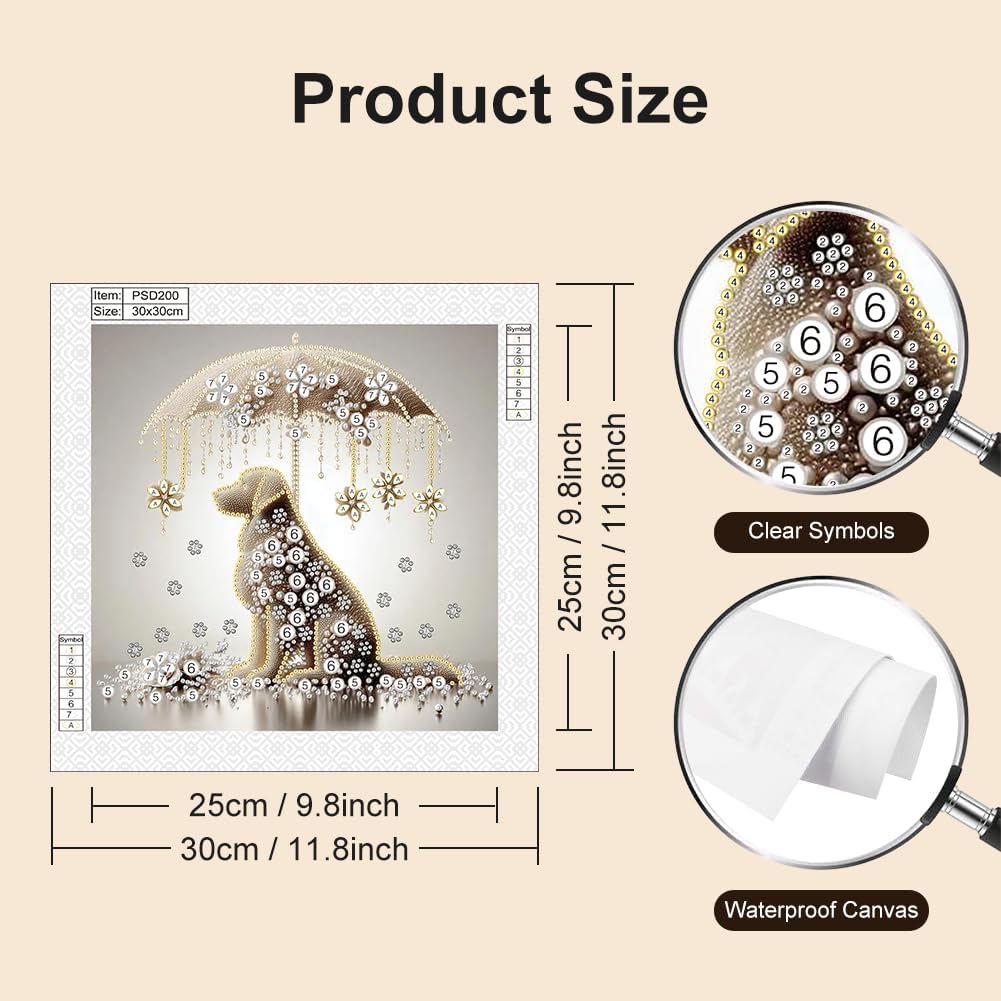 Stalente Diamond Painting Kits for Adults Dog, 5D Special Shape Diamond Art Kits for Beginners, Crystal Rhinestones Diamond Painting for Home Wall Decoration Gift 12×12inch, Animal image 2