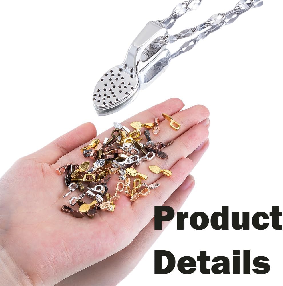 100Pcs Spoon Glue On Bails, Pendants Flat Pendant Bails, 4 Colors Plated Small Pendant Bail, Oval Glue On Earring Bails for DIY Crafts, Jewelry Making Supplies - Image 3