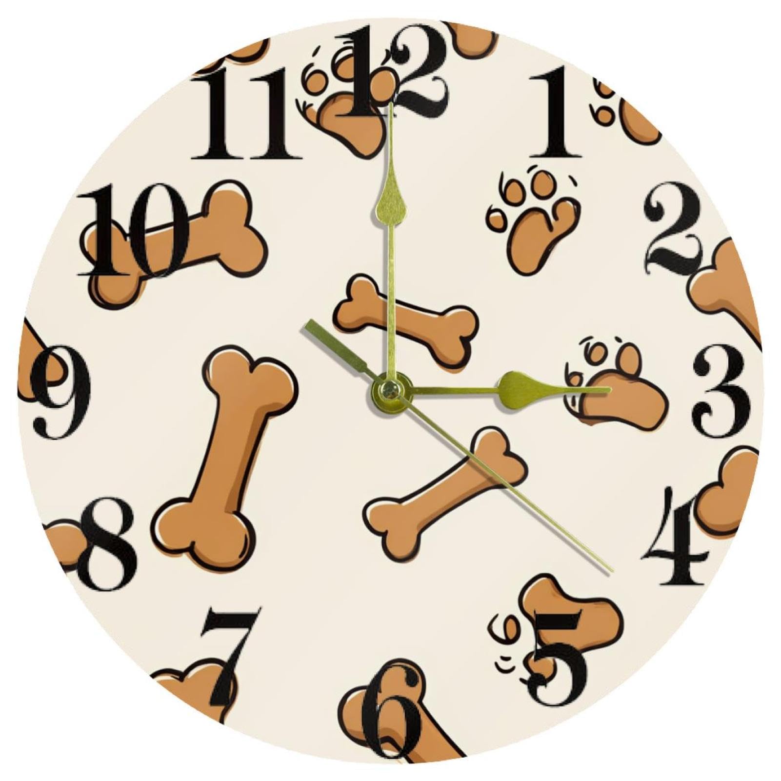 Horloge murale de cuisine ronde Doodle avec mécanisme silencieux à piles