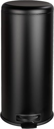 Miniatura 6 de WENKO Negro, bote de basura con tapa y pedal, cubo de basura para cocina con cubo interior extraíble, fácil de cerrar, acero, mate, 7.93 galones, 12