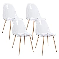 CangLong Set di 4 sedie per la casa Sedie da pranzo moderne trasparenti in policarbonato