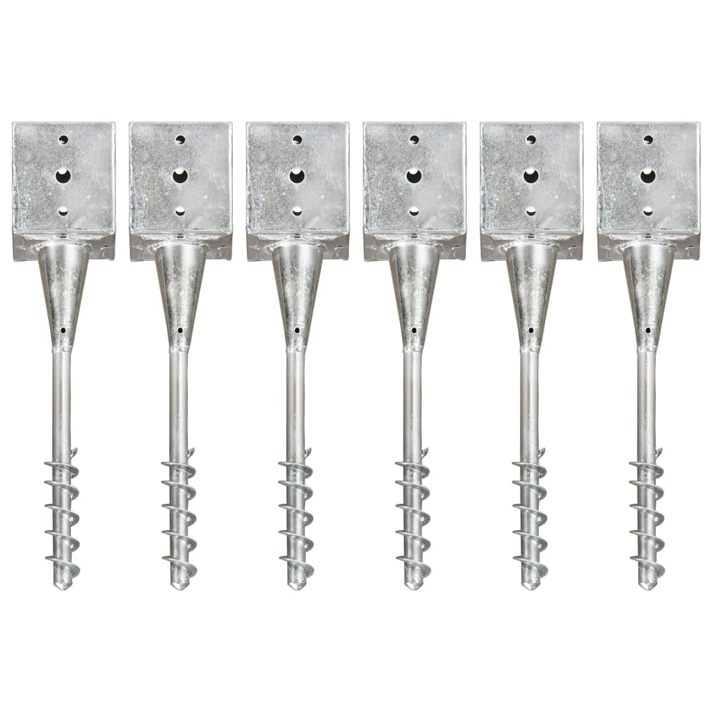 Lot de 6 piquets en acier galvanisé Argenté 12 x 12 x 56 cm