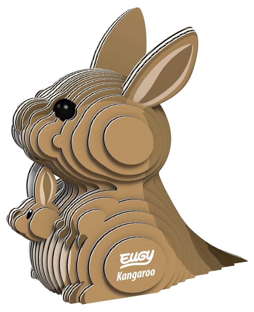 Eugy Kangaroo 3D Puzzle - 26 Piece Eco-Friendly Educational Toy Puzzle for Boys, Girls & Kids Ages 6+