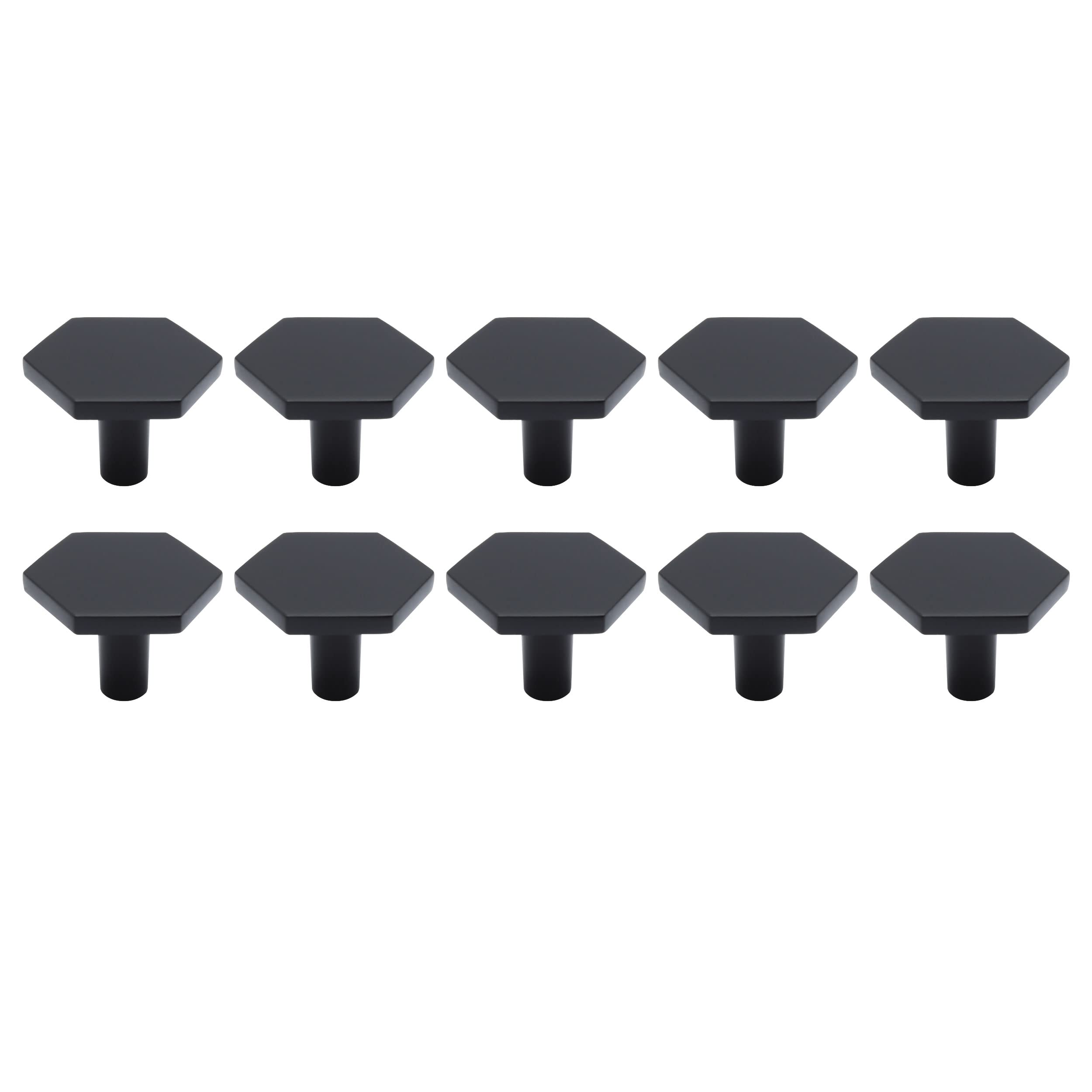 Natural Goods Berlin HEXAGON - Pomelli in metallo spazzolato per mobili, per porte, armadi, credenze, credenze, cassetti, da parete, con accessori di montaggio (10, nero)