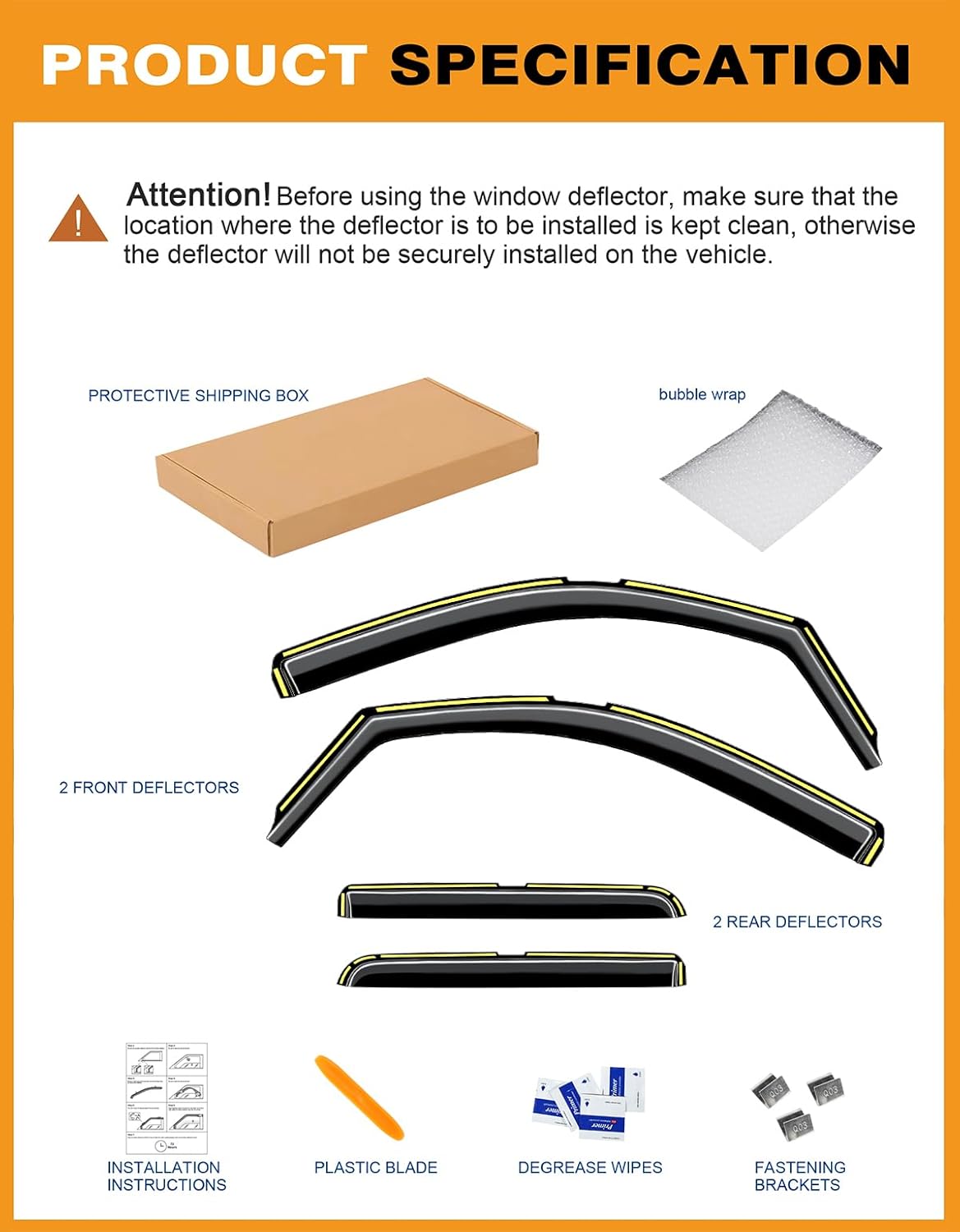 in-Channel Window Rain Guards Fit for Chevrolet(Chevy) Silverado/GMC Sierra 2014-2018 Crew Cab Rain Guards Extra Durable Window Deflectors Visors Vent Visors Vent Shades Truck Accessories