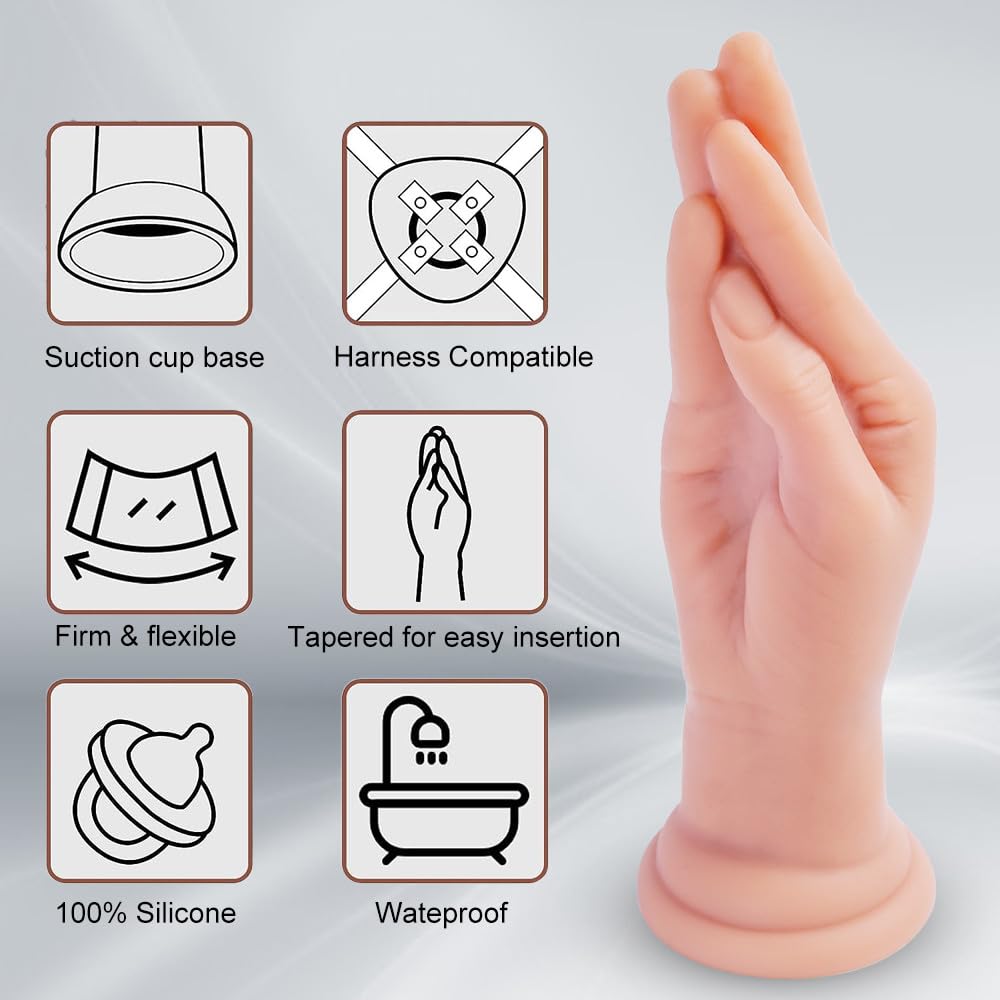 Gode ​​Main Réaliste 24.5cm Gode Fist en Silicone Liquide avec Ventouse Puissante Monster Fat Fist Dildo pour Stimulation Vaginale et Anale Sex Toy pour Plaisir Féminin