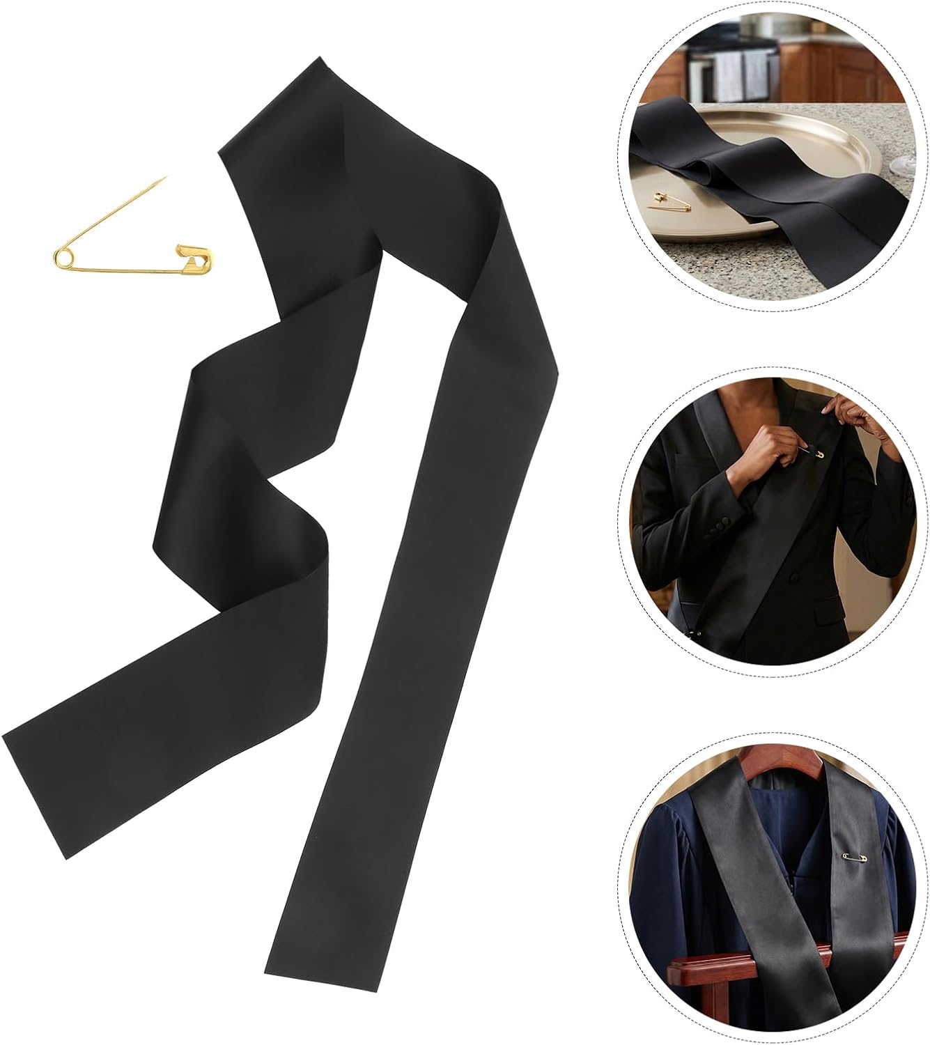 LOGOFUN 24pcs Black Satin Sashes Blank Plain Sash with Pin for DIY Beauty Pageants Wedding Bridal Shower Birthday Hen Party Prom Graduation Supply