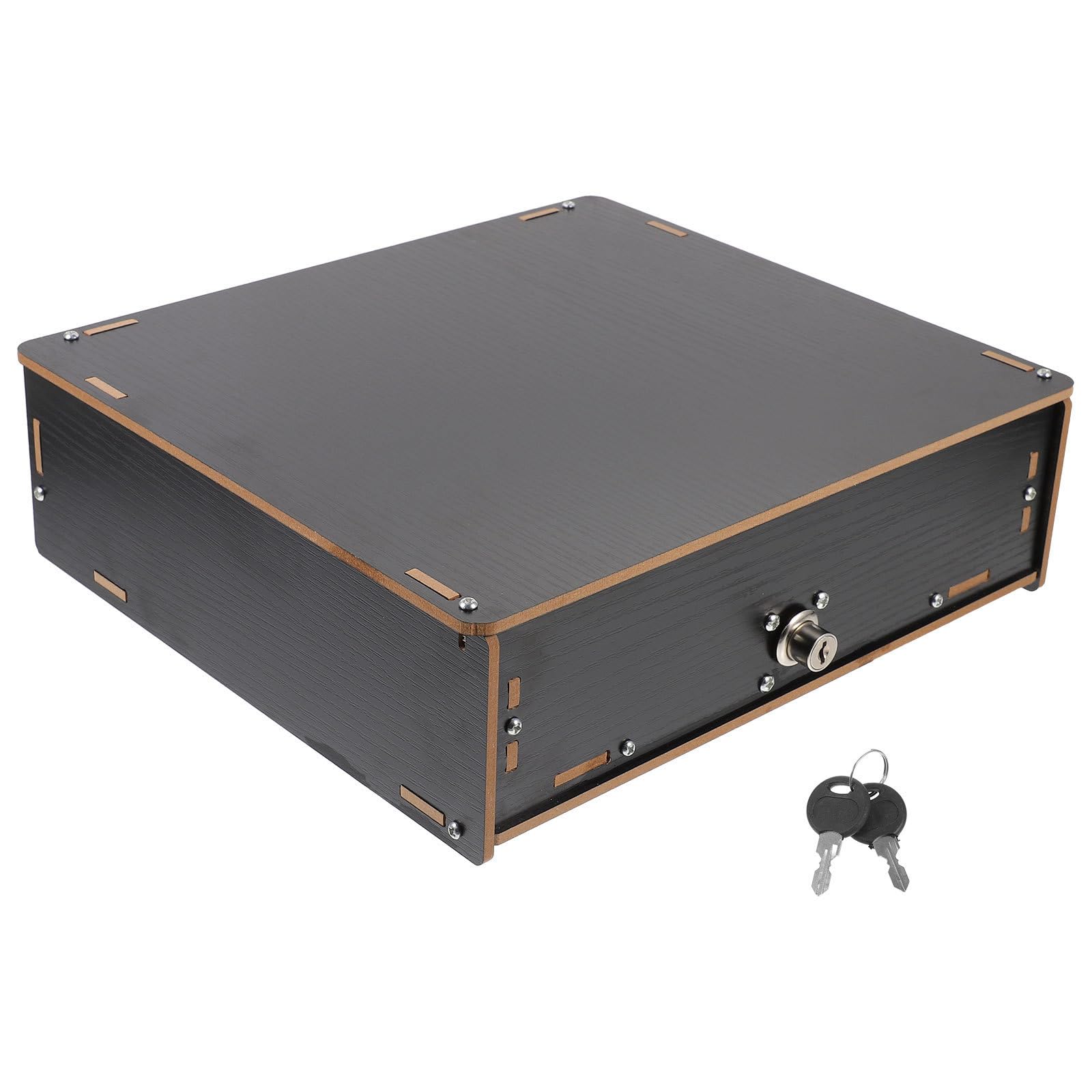 DOITOOL Vassoio Portamonete Design Speciale e Artigianato Fine Scomparti Multipli in Legno Organizer per Contanti Due Chiavi per Negozi e Punti