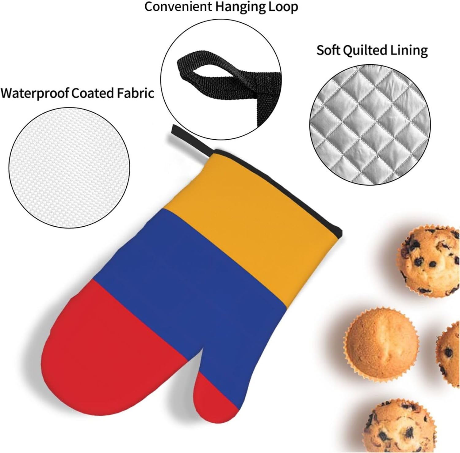 Flag of Armenia Oven gloves and heat-resistant mat 4-piece set. Suitable for grilling, microwave oven frying, and baking