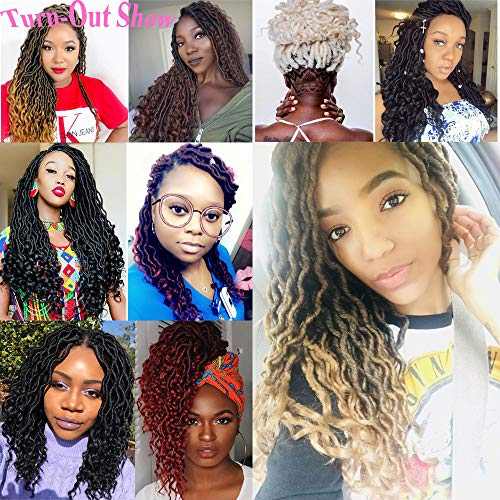 6 Packs Goddess Locs Crochet Hair Wavy Curly Faux Locs Crochet Braids Synthetic Hair Extensions Dreadlocks Crochet Locs Braiding Hair Faux Locs Crochet Hair Braids (14" (6 Packs), 99J) #TOP7