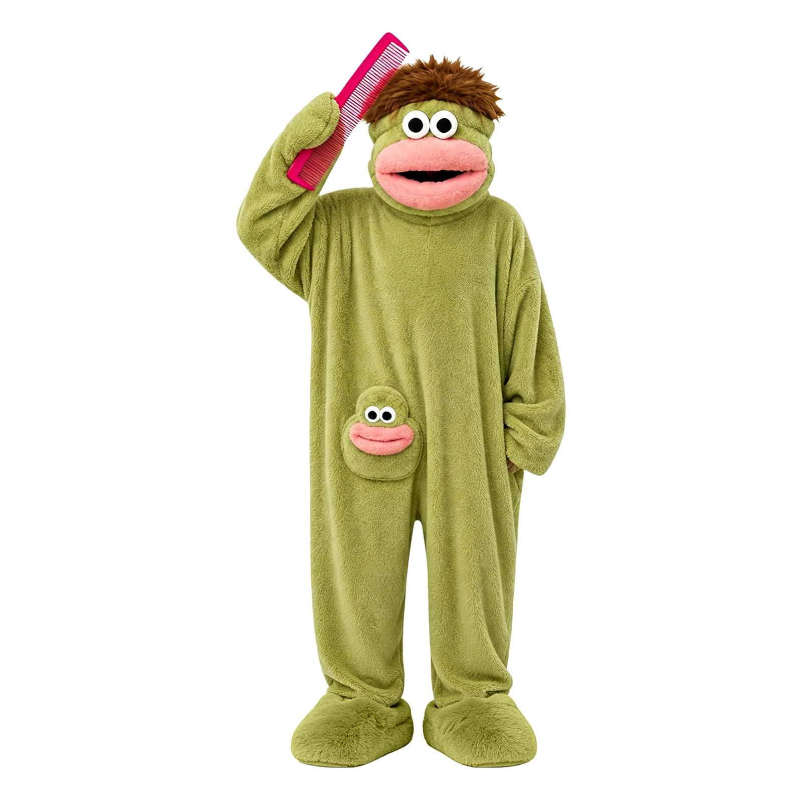 Funny Silly Onesie Kids Halloween Costume Hooded Jumpsuit Big Mouth Monster Funny Silly Onesie Kids Halloween Costume Hooded Jumpsuit Big Mouth Monster (A-4-Green, 10-13 Years)