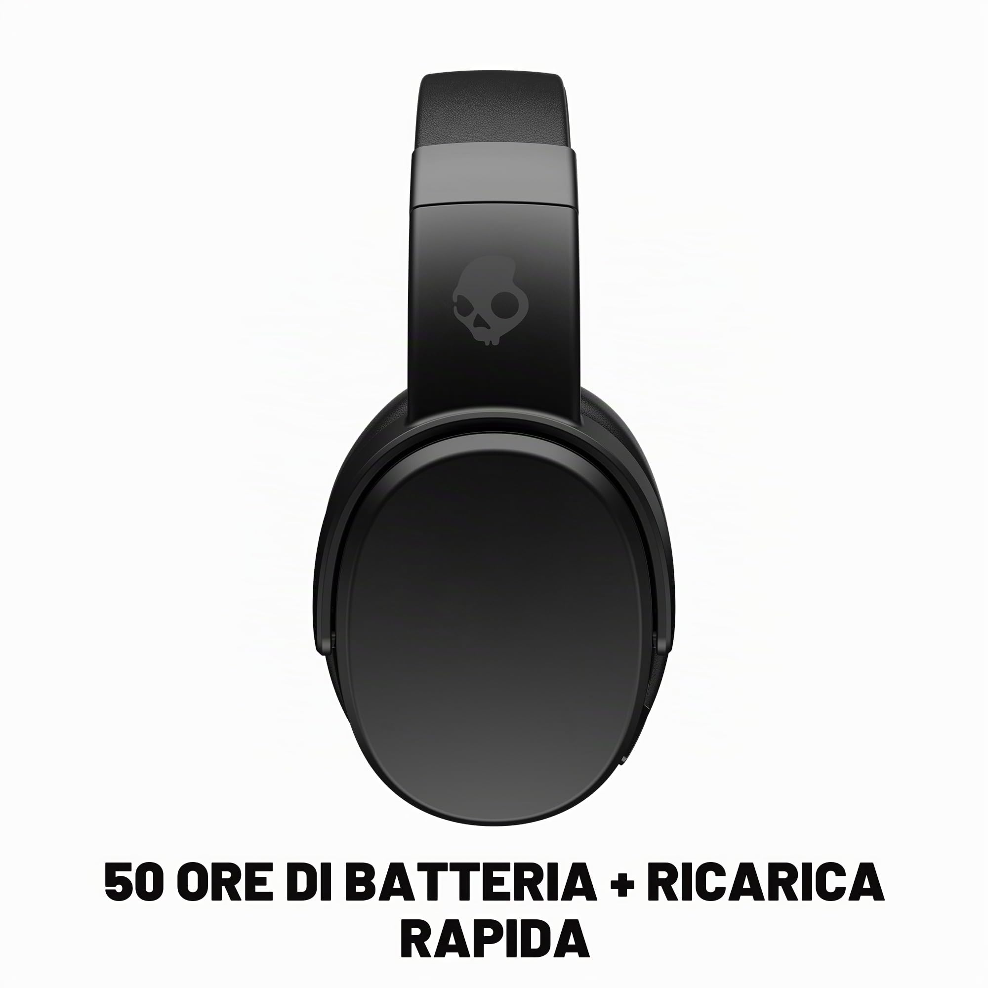 Skullcandy Crusher Bluetooth Wireless Over-Ear Cuffie con Microfono Integrato, Isolamento Acustico, Memory Foam, Stereo Haptic Bass Regolabile e Coinvolgente, Ricarica Rapida, 40h Autonomia, Nero