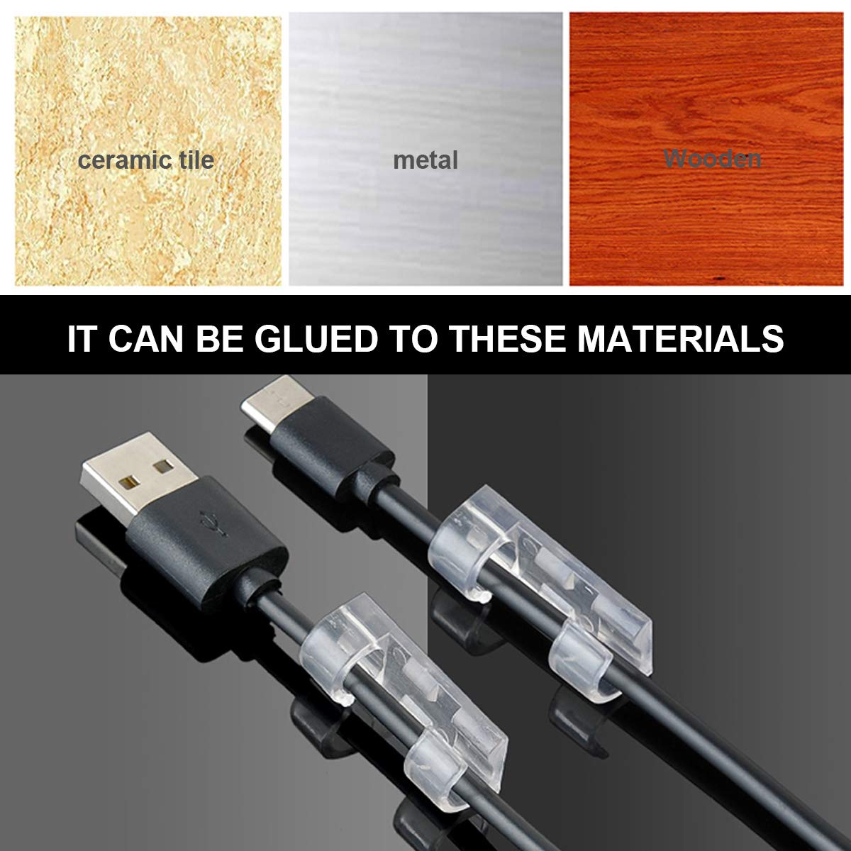 32 Pezzi 10mm Clip per Cavi con Adesivo, Clip Fermacavi da Parete, Fermacavi a Clip, Fermacavo per Casa o Ufficio, Cavi da Scrivania, Muro, Pareti, Gestione dei Cavi per TV PC Laptop Casa