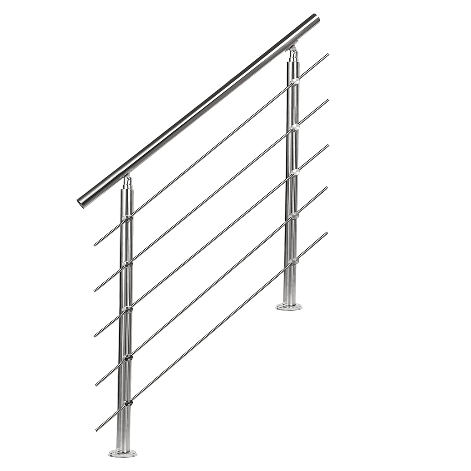 poręcz aluminiowa z/bez poprzeczek do ogrodu, na balkon (160 cm, 5 poprzeczek)