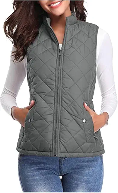 Gilet sans manche femme matelassé - Col montant, poches zippées, coupe ajustée