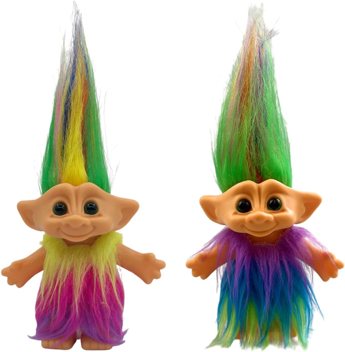 2Pack Retro Vintage Troll Dolls Set,Troll Doll Chromatic Adorable for Collections, School Project, Arts and Crafts, Party Favors (Style2-Yellow&Purple)
