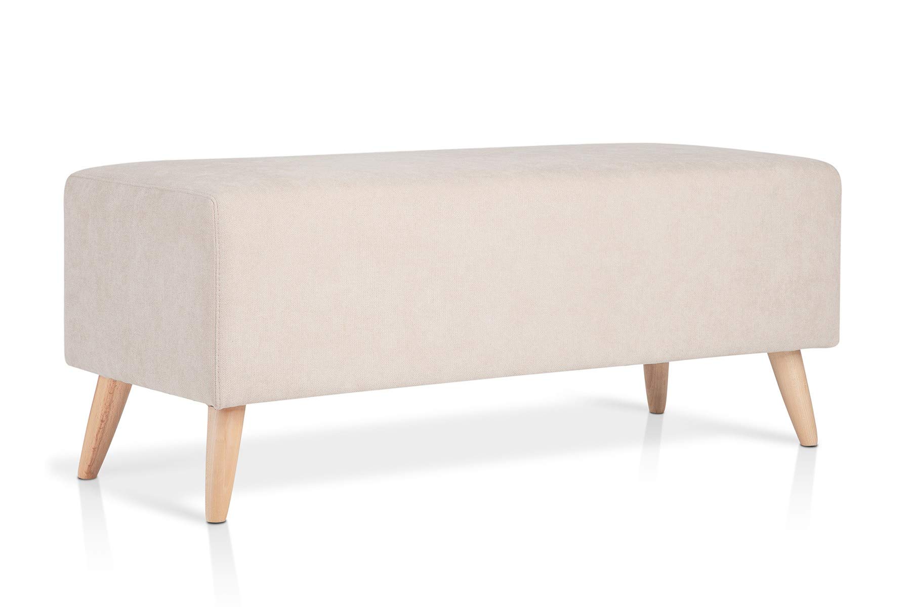 SUENOSZZZ-ESPECIALISTAS DEL DESCANSO Banqueta VARSOVIA pie de Cama otomana reposapies de Estilo nórdico tapizado en Tela Beige
