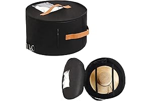 Round Hat Storage Box Travel Hat Box with Shoulder Strap - Keep...