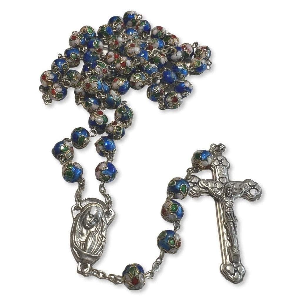Catholically Light Blue Cloisonne Rosary - Prayer Beads
