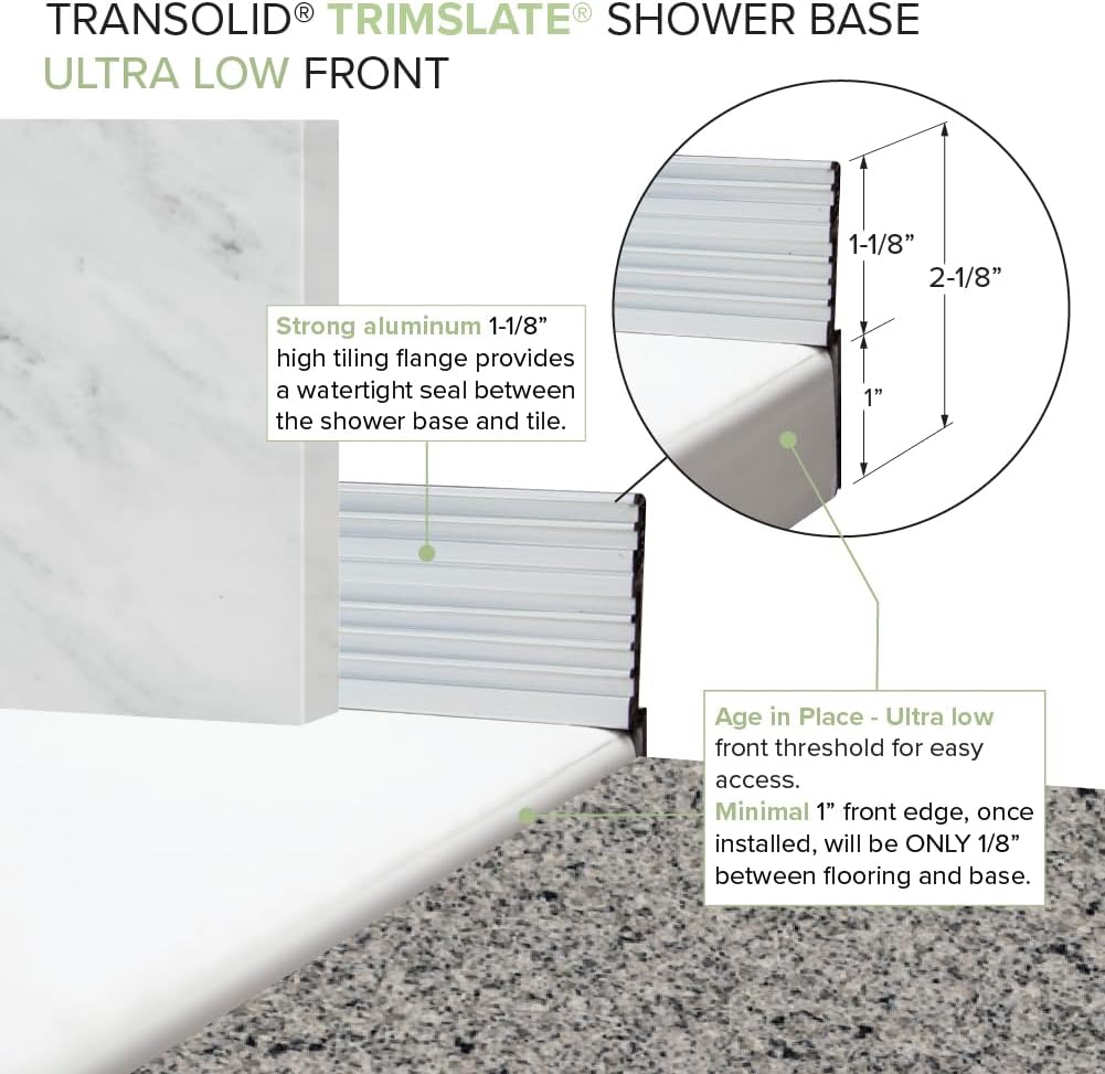 Transolid TWWCSK603296-KI01GPC Titan 60-in x 32-in x 96-in Walk-In Shower Kit with End Drain, White Caruso, Polished Chrome