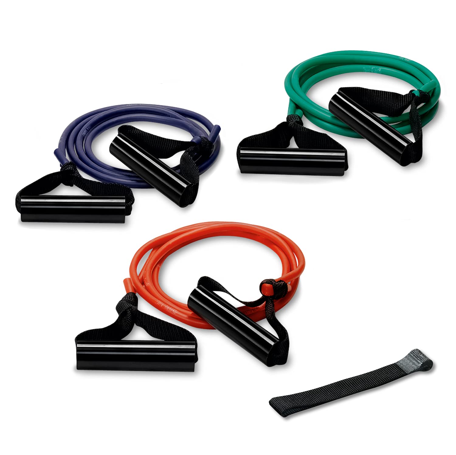 Triple Tube Exercise Starter Kit, 3 Bilateral Tubes, 1 Web Anchor Strap, and 1 Instruction Sheet – Portable Resistance Training Kit – Designed to Fit Any Standard Door – Resistance Tubes with Handles