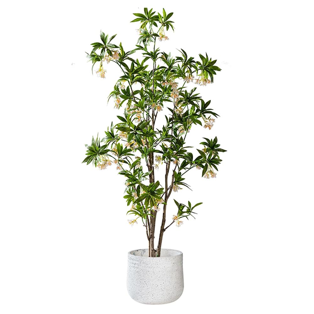 SWENEEN 180Cm High Artificial Water Stone Banyan Tree,Indoor Artificial Tree Potted Plant With Realistic Artificial Flowers,Decorative Green Artificial Tree,Tall Simulation Plant,F High 180cm