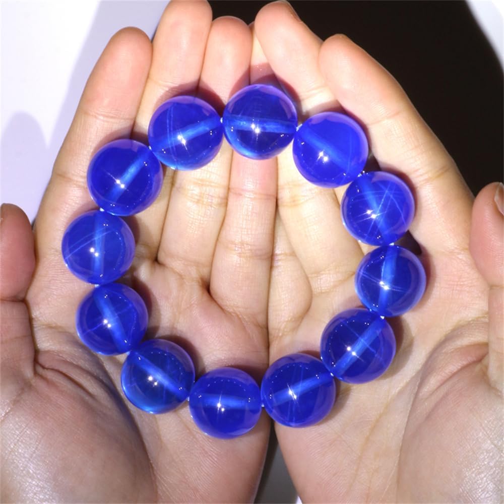 Lab Created Synthetic Corundum Round Ball Beads 33#Blue Stone Synthetic Star Sapphire Gem Passed Diamond Test Pen (8mm)