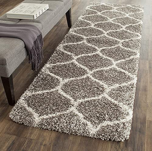 Image of Handwoven Microfibre 3D Rug for Living Room (Ivory & Grey Moroccan, 2 X 8 Feet (Runner), Microfibre)